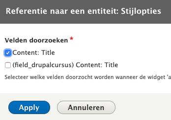 10. Sla alles op en ga naar de instellingen van het veld in kwestie van het inhoudstype. Pas vervolgens de referentie aan zodanig er nu naar het overzicht wordt gerefereerd. 11.