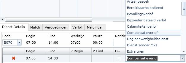 2) je kunt ook de diensttype normaal laten staan, dan tellen de uren mee in de jaaruren. Je ziet de cumulatieve rooster-uren dan oplopen [zie Contracturen links van het rooster].