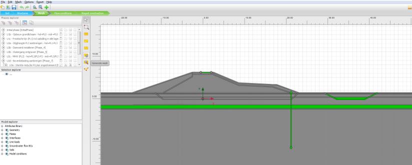 PLAXIS-model Case (17) Ga naar het tabblad Mesh om het mesh te laten