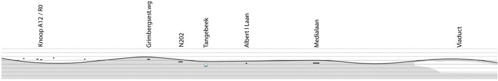 3.4 Ruimtelijk onderzoek zone Vilvoorde - lengteprofiel 3.4.1 Overzicht lengteprofielen zone Vilvoorde Figuur 39: aanduiding zone Vilvoorde Ontwerpparameters Top- en dalbogen, hellingspercentages en dwangpunten volgen richtlijnen VWI.