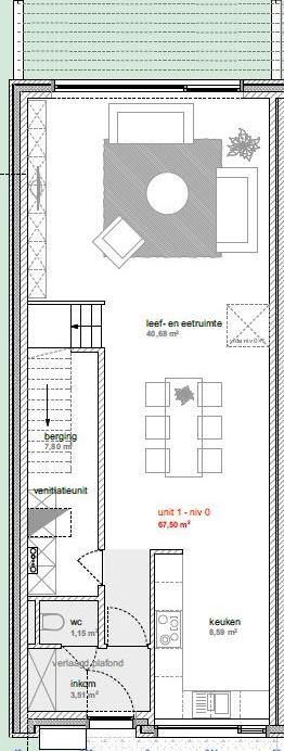 Gezinswoningen gesloten bebouwing (nieuwbouw) 3 slaapkamers 135 m² bruto bewoonbare oppervlakte Privé-tuin (130m²) Regenwaterput 10.