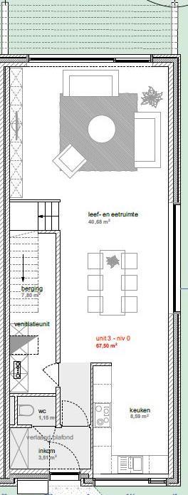 Gezinswoning half-open bebouwing (nieuwbouw) 3 slaapkamers 135 m² bruto bewoonbare oppervlakte Privé-tuin (130m²) Regenwaterput 10.