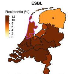 aureus Regionaal inzicht in problematiek Resistenties ISIS-AR (2018) NL 6%,