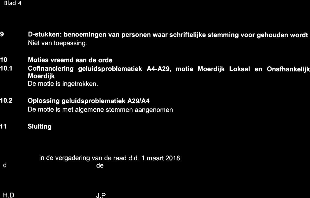 Blad 4 I t0 10.1 10.2 D-stukken: benoemingen van personen waar schriftelijke stemming voor gehouden wordt Niet van toepassing.