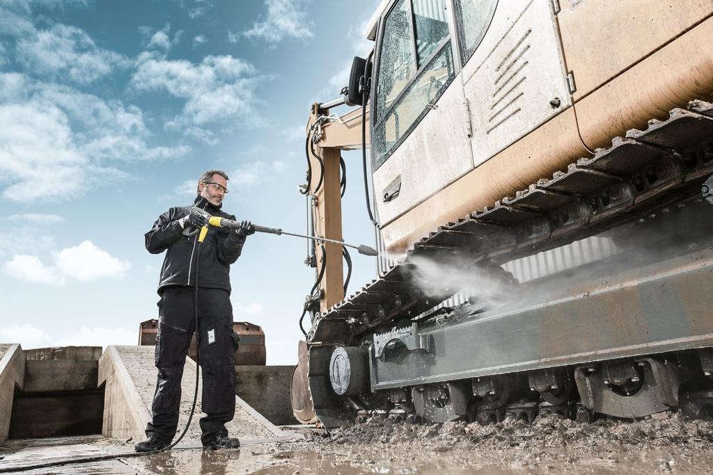 TECHNISCHE GEGEVENS EN UITRUSTING HDS 1000 De Dieselmotor met elektrische starter Easy Press-handspuitpistool met softgrip en Servo Control Professionele hoogwaardig apparaat voor gebruik metwarm