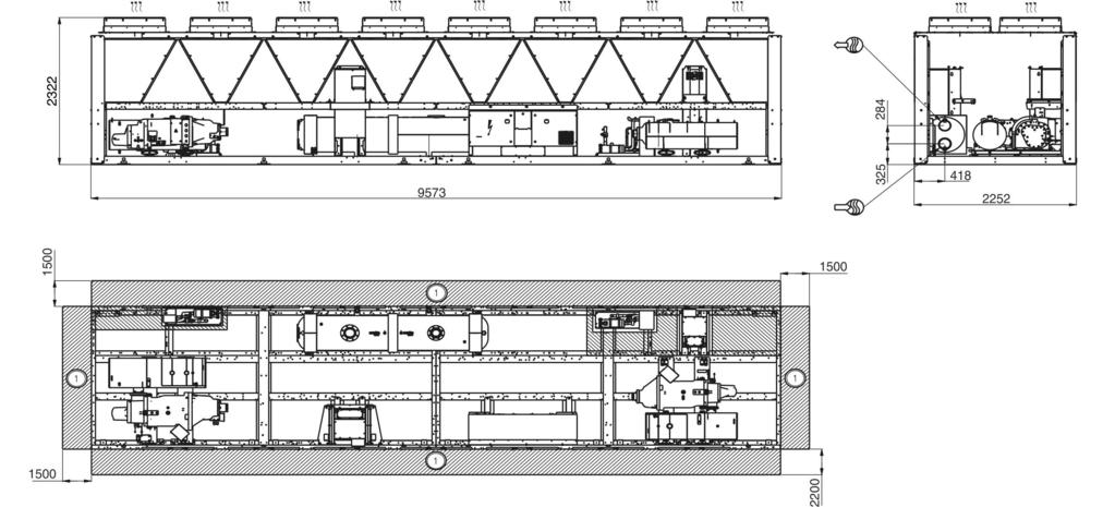 3 - AFMETINGEN, BENODIGDE VRIJE RUIMTE 3.5-30XAV 950 3.6-30XAV 1050 Verklaring Alle afmetingen zijn opgegeven in mm.