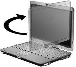 2. Draai het computerbeeldscherm rechtsom totdat het vastklikt, met het beeldscherm van het toetsenbord af gericht. 3.