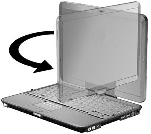 3. Zet het computerbeeldscherm rechtop en draai het een halve slag linksom totdat het vastklikt.