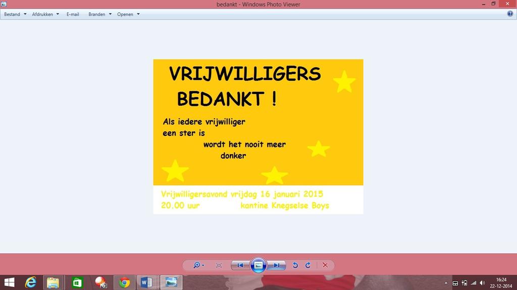 Beste (jeugd)leiders, (jeugd)trainers, (jeugd)scheidsrechters, barmensen, poetsvrouwen, was dames, mollenvangers, leden van alle commissies, ochtendploeg en alle vele andere vrijwilligers.