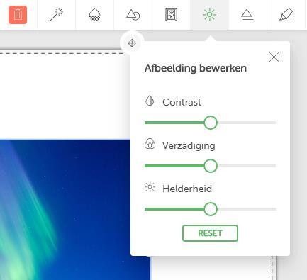 o Contrast/helderheid/verzadiging/transparantie Het contrast, verzadiging en de helderheid van elke foto is individueel aan te passen door middel van