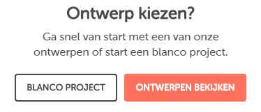 1. Kiezen voor een ontwerp Voordat je van start gaat met het fotoproduct heb je de keuze om gebruik te maken van een ontwerp of blanco project.