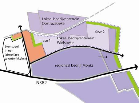 open ruimte. Locatie 1 voldoet aan beide criteria en is beter verzoenbaar met het behoud van de open ruimte dan locatie 5. Bovendien sluit locatie 1 aan bij het bedrijventerrein van Oostrozebeke.