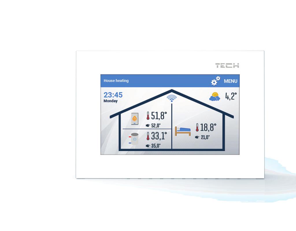 EU-2801 WiFi KAMER THERMOSTAAT MET OPENTHERM COMMUNICATIE WIFI COMMUNICATIE 16 Voeding 230 V Bedrade