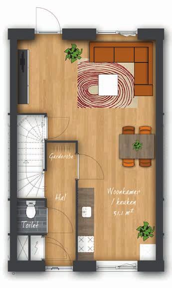 Iedere woning heeft aan de achterzijde een ruime tuin waar u heerlijk buiten kunt zitten.