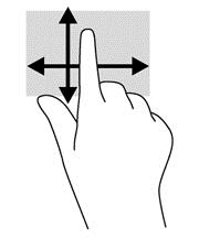 Beweging met één vinger Schuiven met één vinger wordt vooral gebruikt om door lijsten en pagina's te pannen of te schuiven, maar u kunt het ook gebruiken voor andere interacties, zoals het