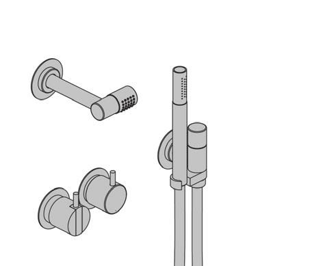 Monoknop inbouw douchemengkranen 2471S-061A Monoknop inbouw douchemengkraan met 2-weg omstel, naar handdouche met houder en regendouche, plafondmontage. 3.451,00 4.041,00 4.