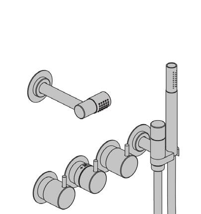 088,00 5471S-081D Inbouwthermostaatkraan met 2-weg omstel, naar handdouche met houder en dubbele hoofddouche, wandmontage. 2.707,00 3.045,00 3.