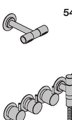 5471S-081DAP = Bedieningsknop NR51, thermostaatknop NR52, omstelknop NR64G, handdouche en houder 070S, dubbele hoofddouche 115 mm 080D, 3 rozetten Ø60 mm 2001, 3 rozetten Ø60 mm 001.