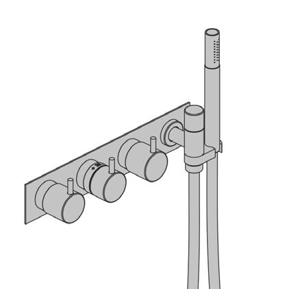 Inbouw badthermostaatkranen 5474R Inbouwthermostaatkraan met 2-weg omstel, naar handdouche en houder en 1x vrije uitgang. 1.933,00 2.108,00 2.