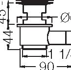 Afvoergarnituren 45-53 44 Ø64 Ø60 1 1/4" 90 235 A13 A2 Afvoerplug 1¼" met waste, hendelbediening. Schacht van de plug blijft chroom bij bestelling van de afvoerplug in kleur 40 en kleuren. Plug.