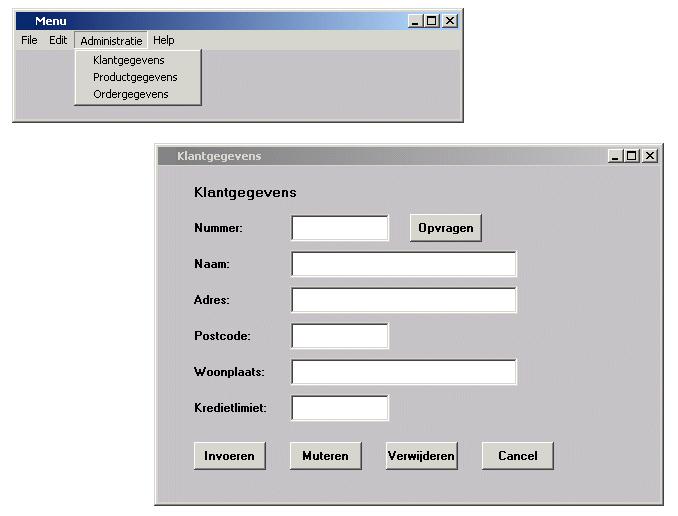 PRAKTIJKSITUATIES MET OPLOSSINGEN 10.6 Menustructuren Probleembeschrijving Een informatiesysteem heeft de volgende menustructuur.