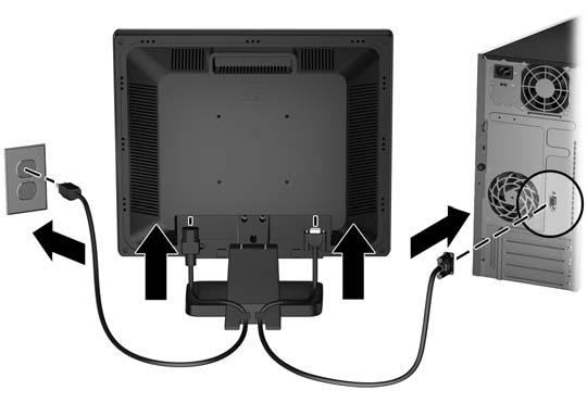 De kabels aansluiten 1. Plaats de monitor op een geschikte, goed geventileerde locatie in de buurt van de computer. 2. Sluit de meegelevrde VGA-signaalkabel aan. 3.