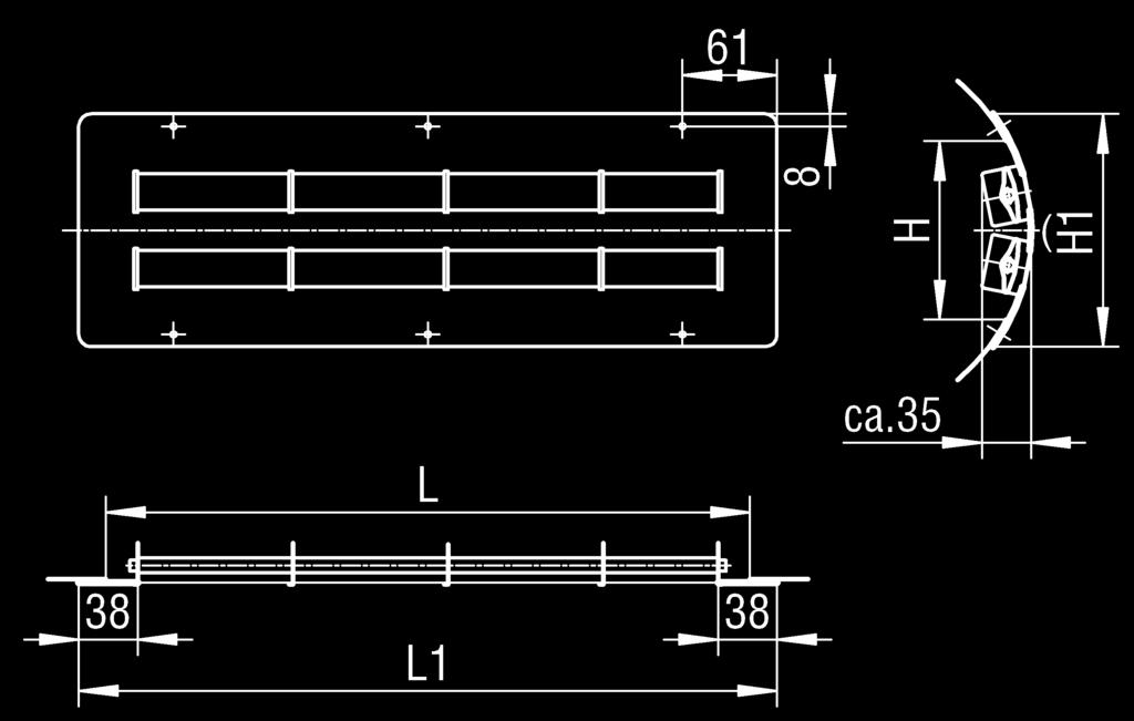 Beschrijving Roosters voor luchttoevoer en luchtafvoer, speciaal voor inbouw in buizen, met aan de voorzijde horizontale, draaibaar gemonteerde luchtrichtlamellen.