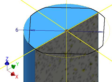 Volgens de spelregels van ISO zou bij een technische tekening vol materiaal in