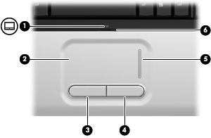 2 Onderdelen Onderdelen aan de bovenkant Touchpad Onderdeel Beschrijving (1) Touchpadlampje Wit: het touchpad is ingeschakeld. Oranje: het touchpad is uitgeschakeld.