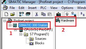 Dubbelklik eerst op <SIMATIC 300 Station>