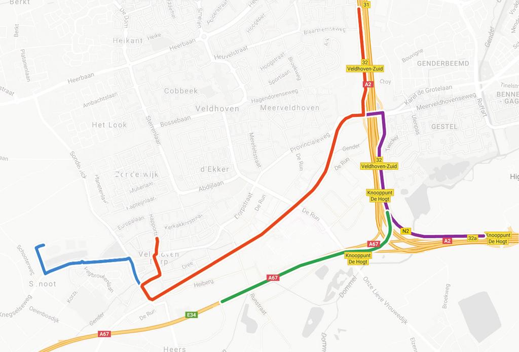 KempenCampus Kleedgelegenheid Knegselseweg ROUTE NAAR A2 / A50 / A58 / A67 4e ROTONDE Nieuwstraat De Plank 3e ROTONDE A67 Verlengde Plank D n Bont Permanence Locht Veldhoven Rapportstraat Dorpstraat