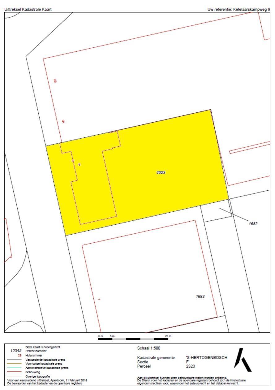 Kadaster Kadastrale gegevens Adres Ketelaarskampweg 9 Postcode / Plaats 5222 AL 's-hertogenbosch Gemeente 's-hertogenbosch Sectie /