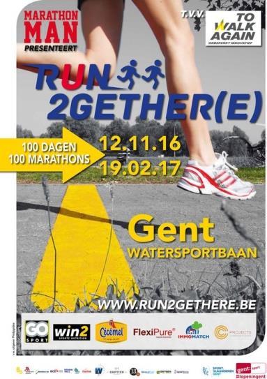 Op 12 november startte hij rond zijn vertrouwde watersportbaan in Gent voor 100 marathons in evenveel dagen. Iedereen kan meelopen als je een spaarkaart koopt voor 6 euro.