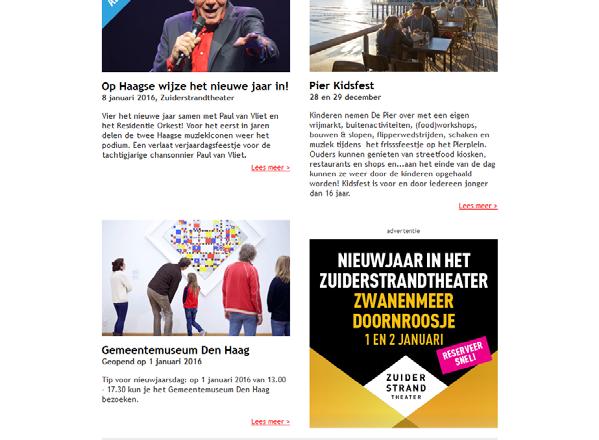 Voorbeelden Advertorial ➃ en Banner ➄: 02 Online adverteren: nieuwsbrief Uit in Den Haag ➃