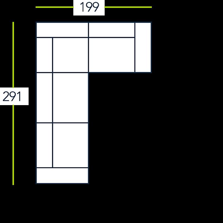 6-zits hoek (rechts) 291 x 199 cm 2.