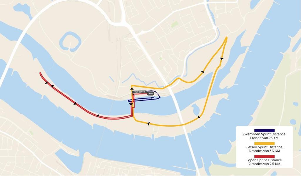 Parcoursen De parcoursen voor TRI NIJMEGEN zijn als volgt: - zwemparcours 750 meter (blauw, 1 ronde) -