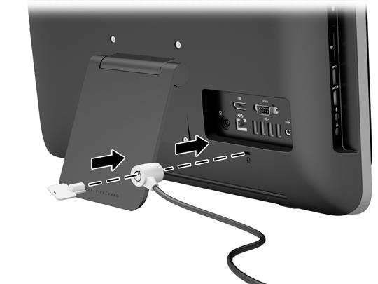 Een kabelslot installeren Met de sleuf voor het kabelslot kunt u uw computer beveiligen. Een veiligheidsslot is een vergrendelingsapparaat waaraan een stalen kabel is gekoppeld.