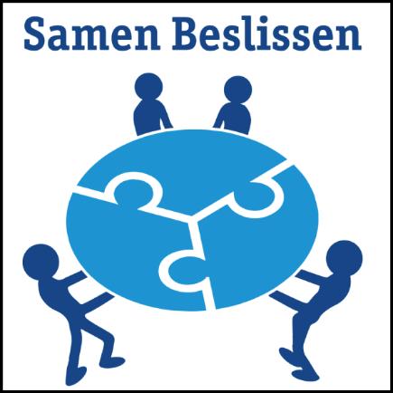 Samen Beslissen. Samen Beslissen is samen-werken. Cliënten, familie en personeel werken samen. Samen kijken wat er goed gaat op de groep. Samen kijken wat er beter kan. Wat gaat goed in 2017.