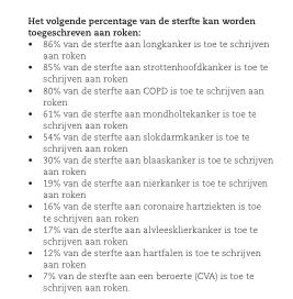 BIJLAGE 1. WAT IEDEREEN BINNEN JELLINEK MOET WETEN OVER ROKEN Prevalentie In 2014 is het aantal rokers in Nederland van 12 jaar en ouder ongeveer 3,6 miljoen iv.