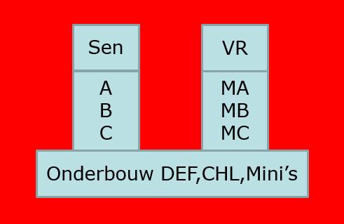 1.3. Organisatiestructuur De technische leiding binnen de jeugdafdeling is bestuurlijk in handen bij het bestuurslid Vrouwen, bestuurslid ABC en het bestuurslid DEF, ChL, Mini + Mini Mini.