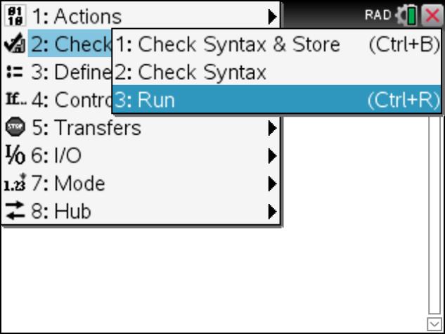Een programma of functie uitvoeren vanuit de Programma-editor 1.