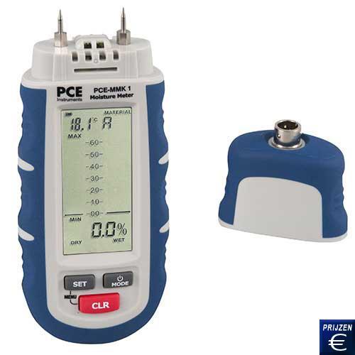 Universele vochtigheidsmeter PCE-MMK 1 universele vochtigheidsmeter voor relatieve en absolute vochtigheid / met externe en interne insteeksondes voor hout, bouwmaterialen en papier / manuele