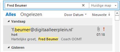 5.2 Zoeken naar berichten Veel mensen hebben na verloop van tijd veel e-mails in Outlook staan. Het is handig om e-mails die je niet hoeft te bewaren regelmatig weg te gooien.