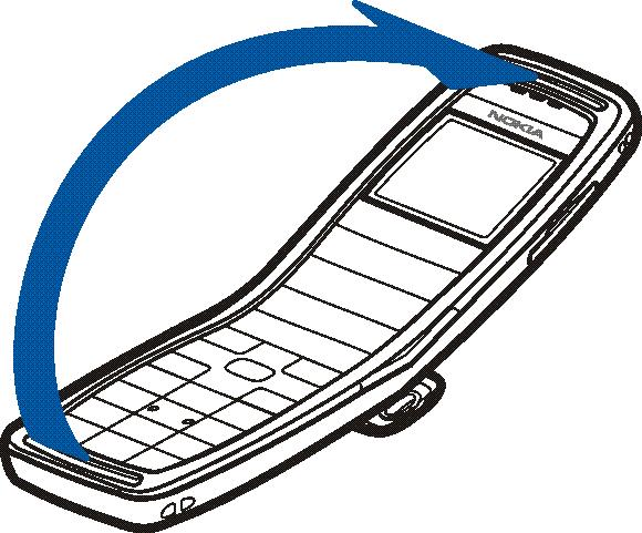 De klep openen Voordat u de telefoon kunt gebruiken, moet u de klep openen zoals wordt weergegeven in de afbeelding. Probeer de klep niet verder te openen dan het scharnier toelaat.
