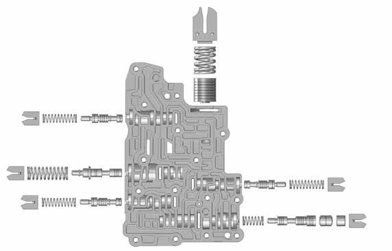 Description 0 Pressure Regulator Valve 02 Isolator Valve 03 TCC Control Valve 04 Clutch Select Solenoid Valve #3 05 Clutch Select Solenoid Valve #2 06 Manual Valve 07 Low & Reverse & 4-5-6 Clutch