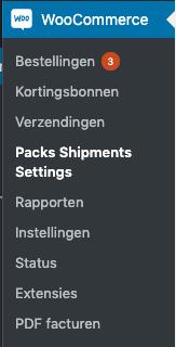 6 Configuratie STAP 1 Ga naar Woocommerce->Packs Shipments Settings STAP 2 Vul bij het tabblad Algemeen de API URL in voor het melen van zendingen.