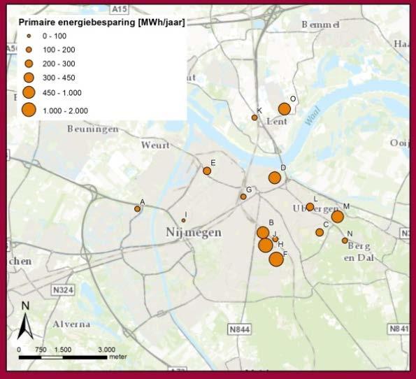 De energiehoeveelheid van een doublet (1 warmte en 1 koude bron) varieert tussen de 157 en 1040 MWh t per winter en zomer seizoen (niet apart vermeld in tabel).