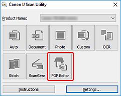 PDF-bestanden maken/bewerken U kunt PDF-bestanden maken door items te scannen die op de plaat zijn geplaatst.