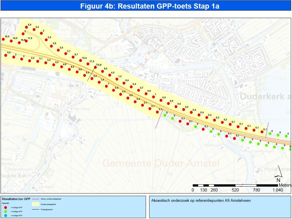 Afbeelding 5.2. Samenvatting GPP-toets A9 oostzijde (bron: Geluidloket) In afbeelding 5.1 en 5.