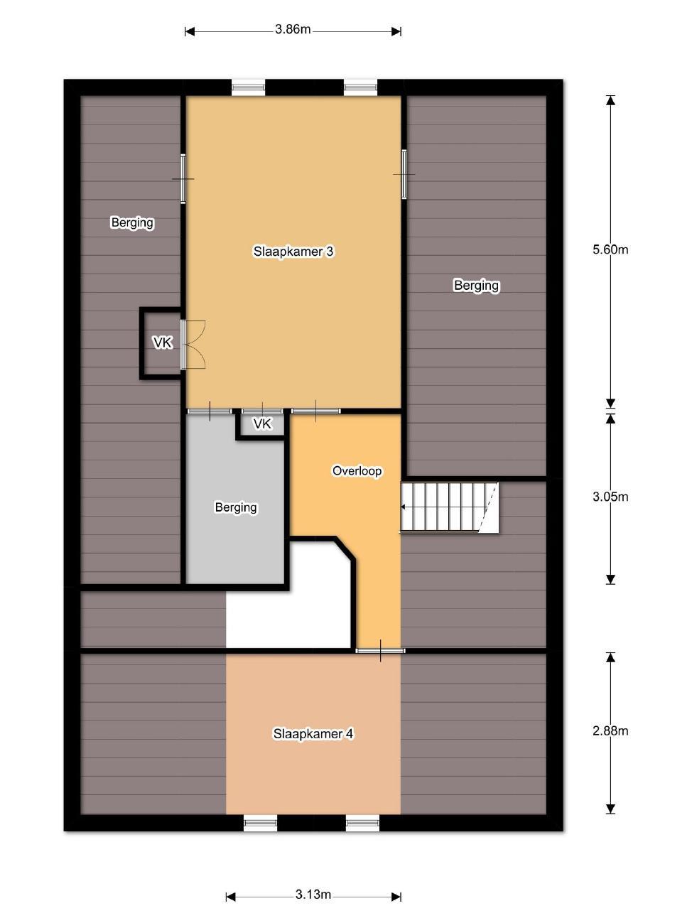 Plattegrond (verdieping) Verlengde Dwarskade 15 te Nieuw-Buinen,